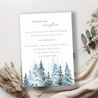 Carte D'accompagnement Watercolor Neige Winter Forest Pine Détails du Mar