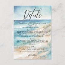 Watercolor Ocean Coastal Beach Détails du mariage