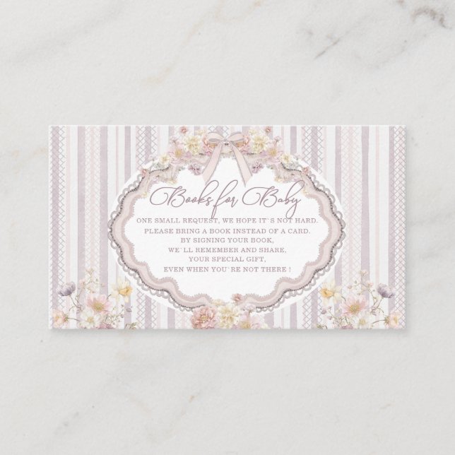 Carte D'accompagnement   Watercolor pastel wildflower bow lace baby showe (Devant)