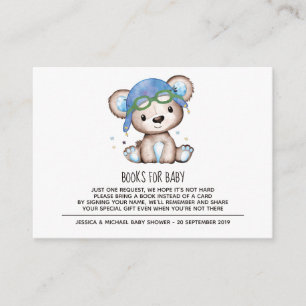 Carte D'accompagnement Watercolor Pilot Teddy Bear Books for Baby