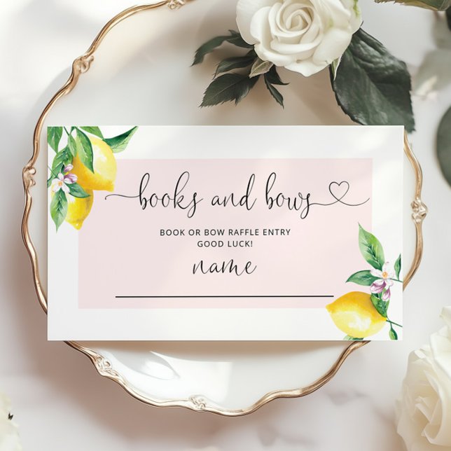 Carte D'accompagnement Watercolor pink lemon Books and Bows Raffle (Créateur téléchargé)