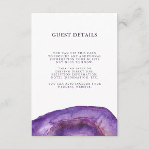Carte D'accompagnement Watercolor Purple Geode Mariage Informations clien