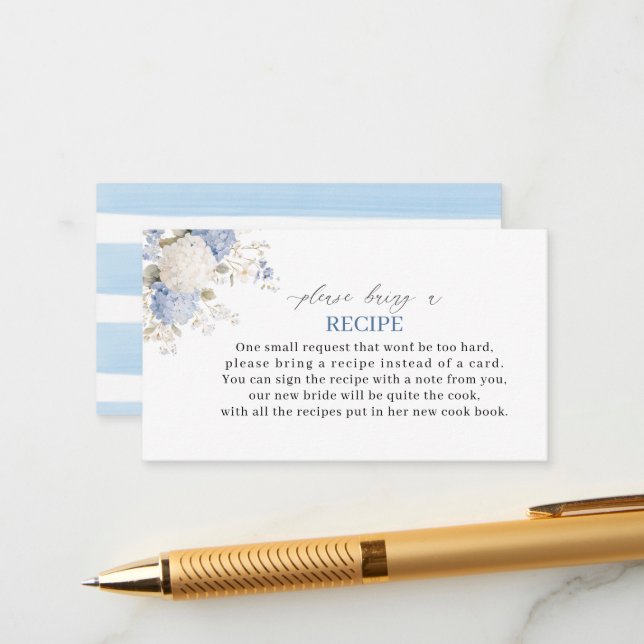 Carte D'accompagnement Watercolor Royal Botanique Hydrangea flower  Recip (Devant/Arrière en situation)