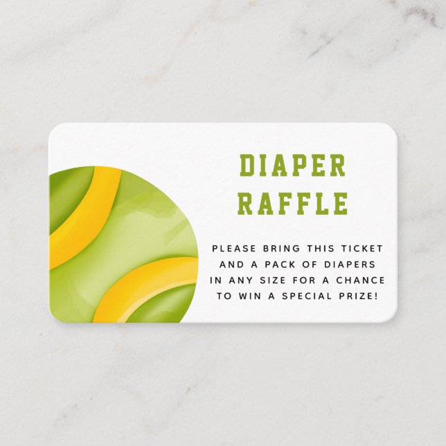 Carte D'accompagnement Watercolor Tennis Ball Diaper Baby shower Raffle (Devant)