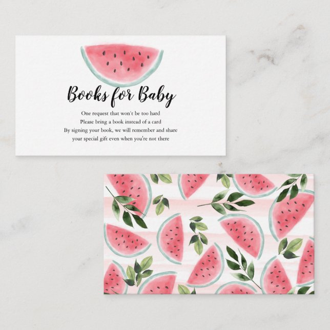 Carte D'accompagnement Watercolor Watermelon Books for Baby shower (Devant / Derrière)