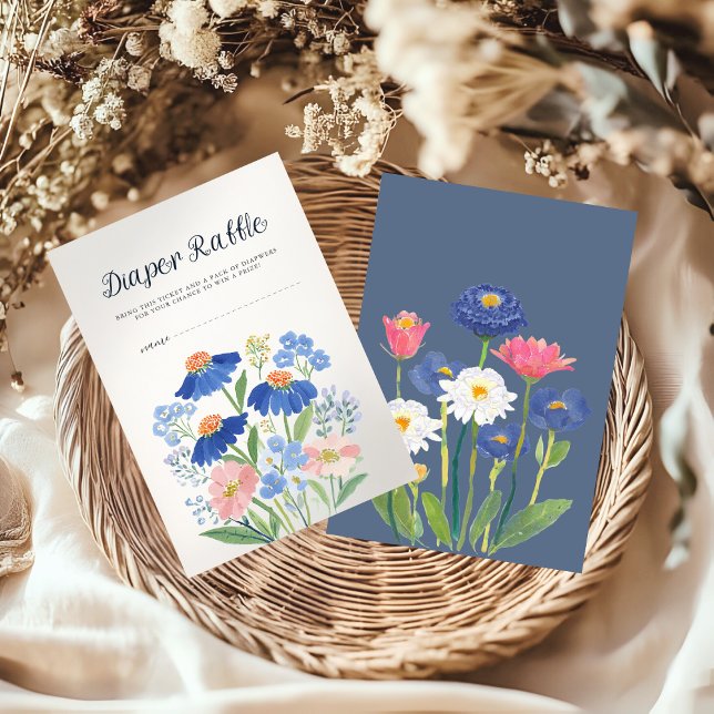 Carte D'accompagnement Watercolor Wildflower Baby Shower Diaper Raffle (Créateur téléchargé)