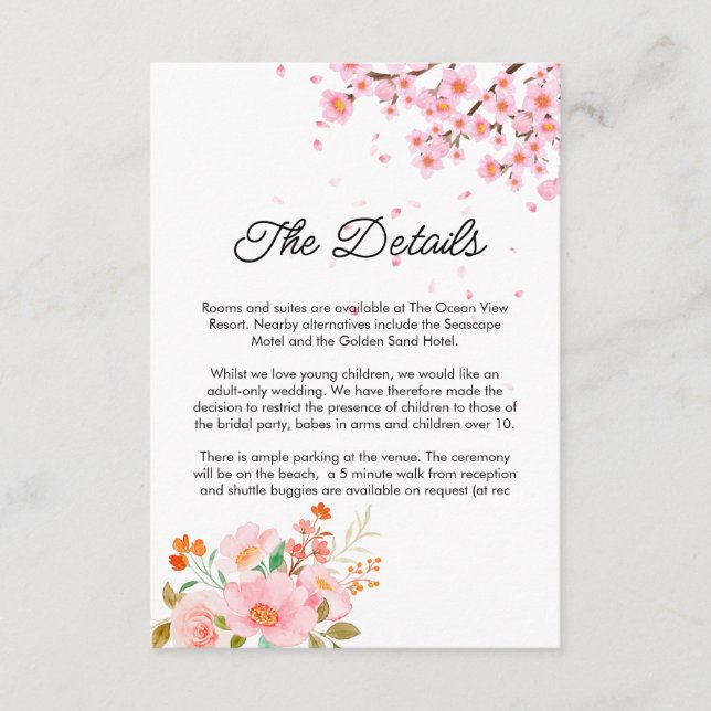 Carte D'accompagnement watercolors Modern Botanical summer Wedding (Devant)