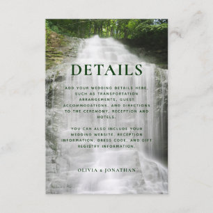 Carte D'accompagnement Waterfall Country Rustic Détails du Mariage