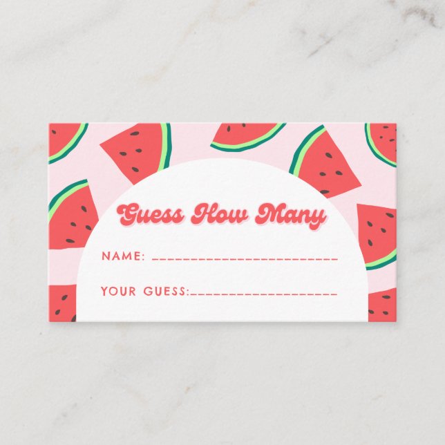 Carte D'accompagnement Watermelon Baby shower Devine Combien De Jeu (Devant)