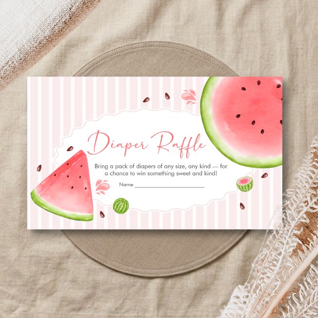 Carte D'accompagnement Watermelon Baby Shower Diaper Raffle (Sweet Little Girl Watermelon Baby Shower Diaper Raffle)
