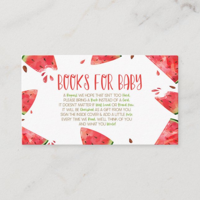 Carte D'accompagnement Watermelon Baby shower Rose Livres Pour Baby Card (Devant)
