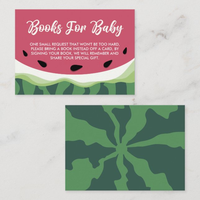 Carte D'accompagnement Watermelon Livres Pour Baby Summer Melon Baby show (Devant / Derrière)