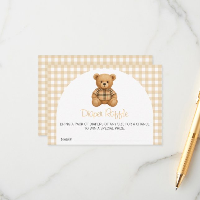 Carte D'accompagnement We Can Bearly Wait Baby Shower Diaper Raffle (Devant/Arrière en situation)
