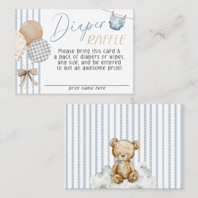 Carte D'accompagnement We Can Bearly Wait Bear Baby Shower Diaper Raffle (Devant / Derrière)