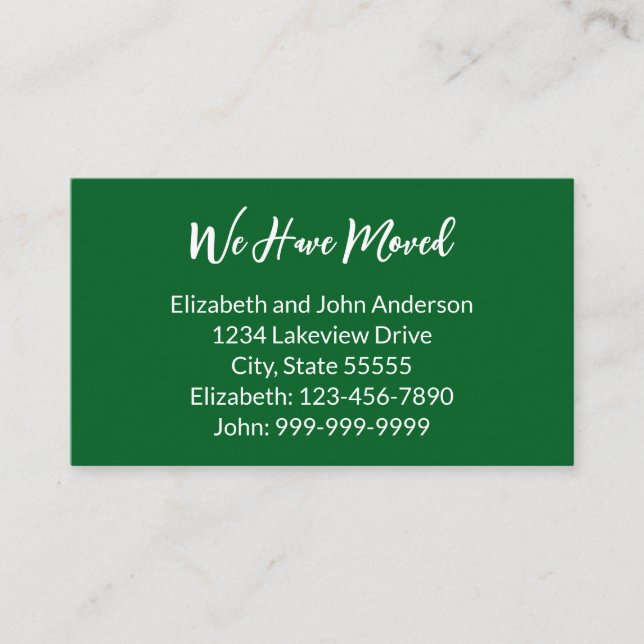 Carte D'accompagnement We Have Moved Forest Green Moving Announcement (Devant)