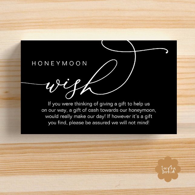 Carte D'accompagnement Wedding Honeymoon Wish, Wishing Well Gifts in Cash (Wedding Honeymoon Fund, Wishing Well Wish, Gifts in Cash Enclosure Card in Black White)