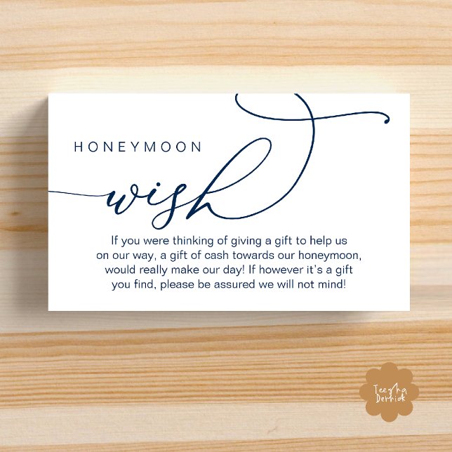 Carte D'accompagnement Wedding Honeymoon Wish, Wishing Well Gifts in Cash (Wedding Honeymoon Fund, Wishing Well Wish, Gifts in Cash Enclosure Card in Navy Blue)