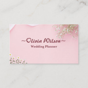 Carte D'accompagnement Wedding planner de fleurs rose simple minimaliste
