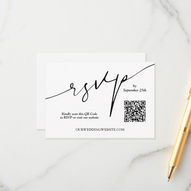 Carte D'accompagnement Wedding Website QR Code (Devant/Arrière en situation)