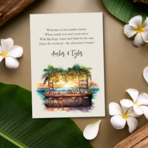 Carte D'accompagnement Week-end Destination Beach Mariage Bienvenue Sac c