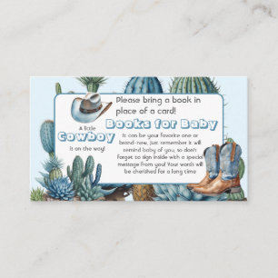 Carte D'accompagnement Western Blue Cowboy Rodeo Books for Baby shower