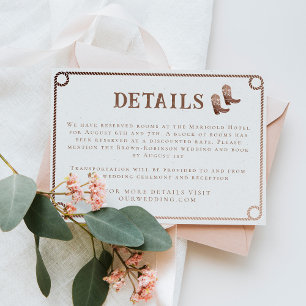 Carte D'accompagnement Western Cowboy Country Rustic Détails du Mariage