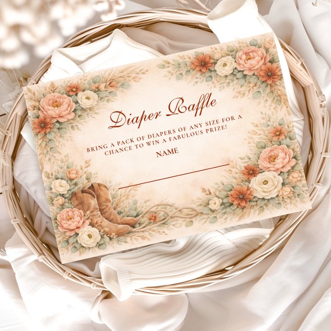 Carte D'accompagnement Western Floral Cowgirl Baby Shower Diapper Raffle (Créateur téléchargé)