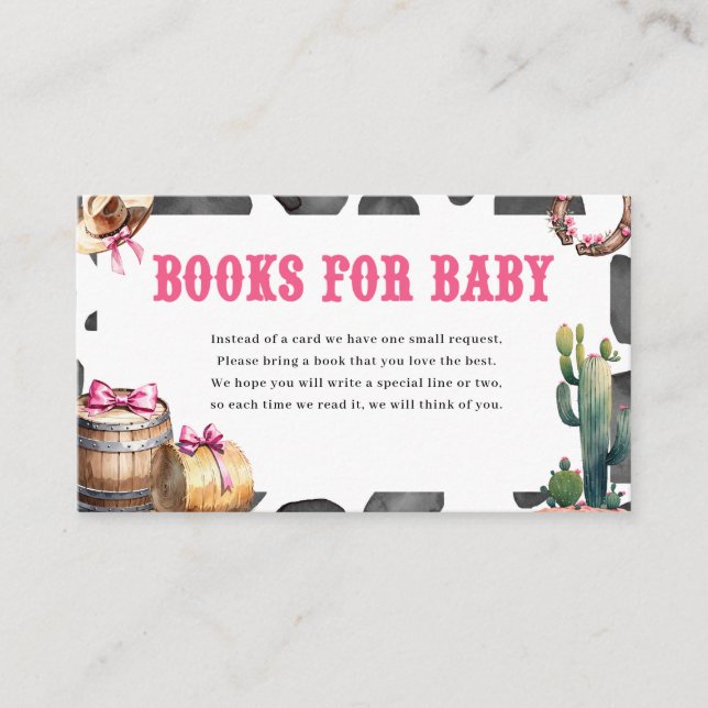 Carte D'accompagnement Western Pink Cowgirl Baby showers Livres Pour Bébé (Devant)