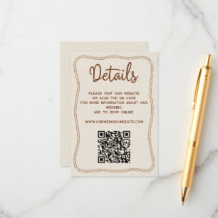 Carte D'accompagnement Western Rustic Mariage Détails Site Web Code QR