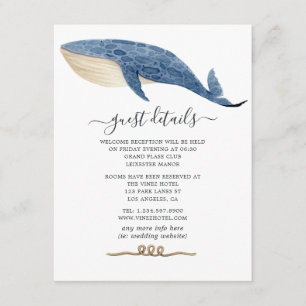 Carte D'accompagnement Whale Nautical Mariage Détails de l'invité