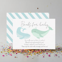 Carte D'accompagnement Whale Pastel Blue Green Livres Pour Baby shower