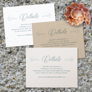 Carte D'accompagnement Whelk Shells Détails du Mariage Site Web Boîtier