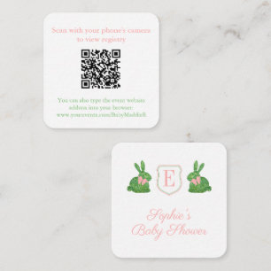Carte D'accompagnement Whimisical Main peint Boxwood Bunny QR Code