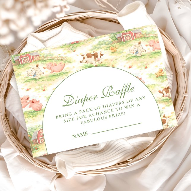 Carte D'accompagnement Whimsical Barnyard Garden Diapper Raffle (Créateur téléchargé)