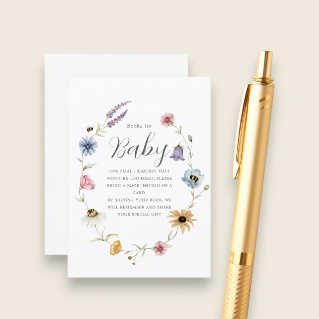 Carte D'accompagnement Whimsical Bee Floral Books for Baby Card (Créateur téléchargé)