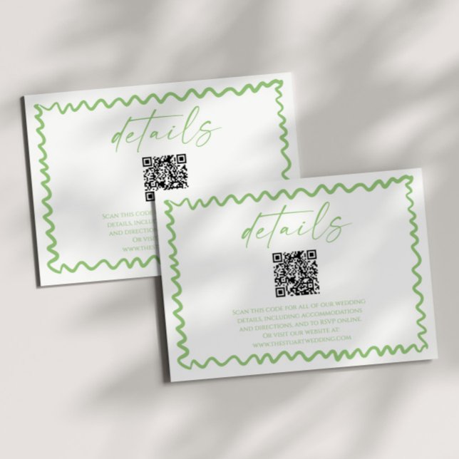 Carte D'accompagnement Whimsical Citrus Green QR Code Wedding Details (Créateur téléchargé)