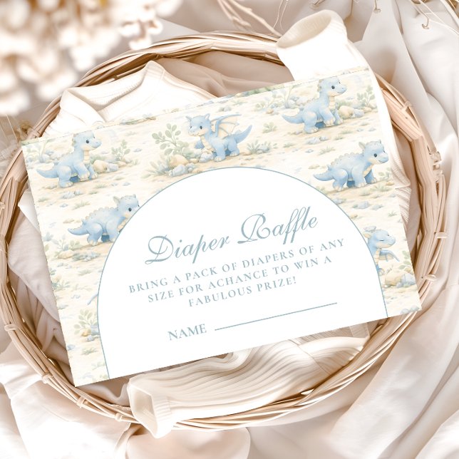 Carte D'accompagnement Whimsical Dinosaur Diapper Raffle (Créateur téléchargé)