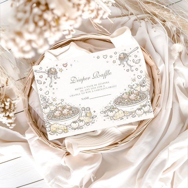 Carte D'accompagnement Whimsical Doodle Little Meatball Diapper Raffle (Créateur téléchargé)