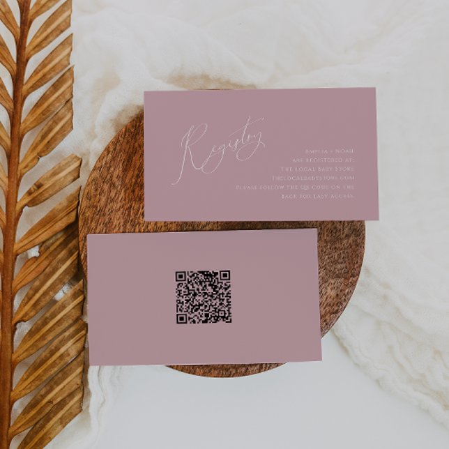 Carte D'accompagnement Whimsical Dusty Rose QR Code Baby Registry (Créateur téléchargé)