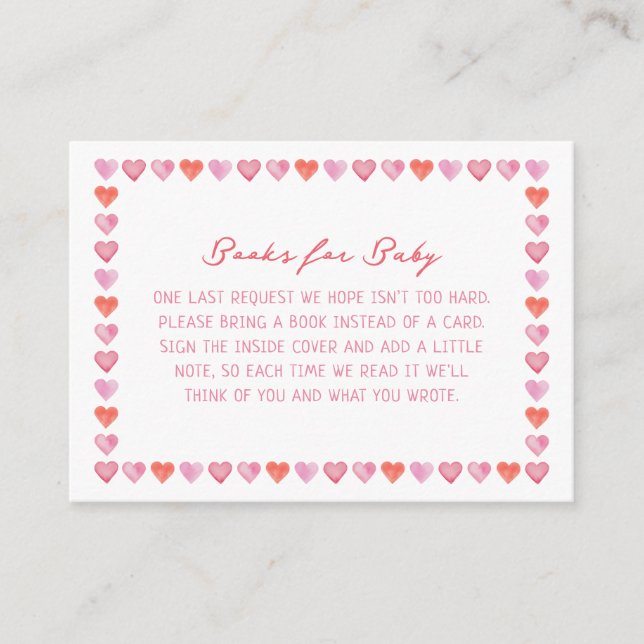 Carte D'accompagnement Whimsical Hearts Baby Shower Books for Baby (Devant)