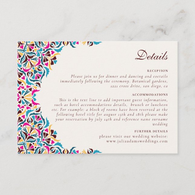 Carte D'accompagnement Whimsical Luxury ivoire Floral Style Mariage front (Devant)