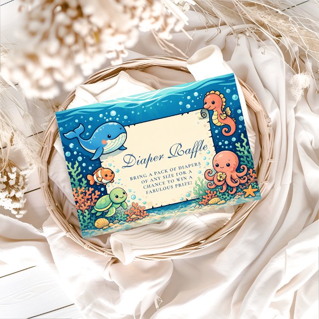 Carte D'accompagnement Whimsical Ocean Friends Diapper Raffle (Créateur téléchargé)