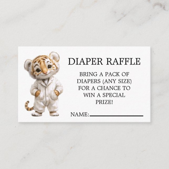 Carte D'accompagnement Whimsical Pajama Parade Tiger Diaper Raffle (Devant)