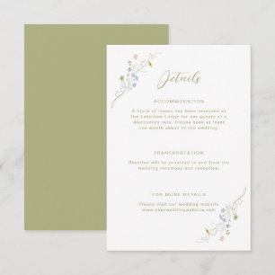 Carte D'accompagnement Whimsical Pastel Détails du Mariage Fleur sauvage