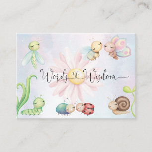 Carte D'accompagnement Whimsical Petit Amour Bug Arc-En-Ciel Mots De Sage