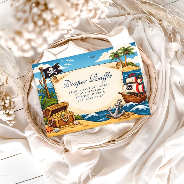Carte D'accompagnement Whimsical Pirate Ship Adventure Diapper Raffle (Créateur téléchargé)