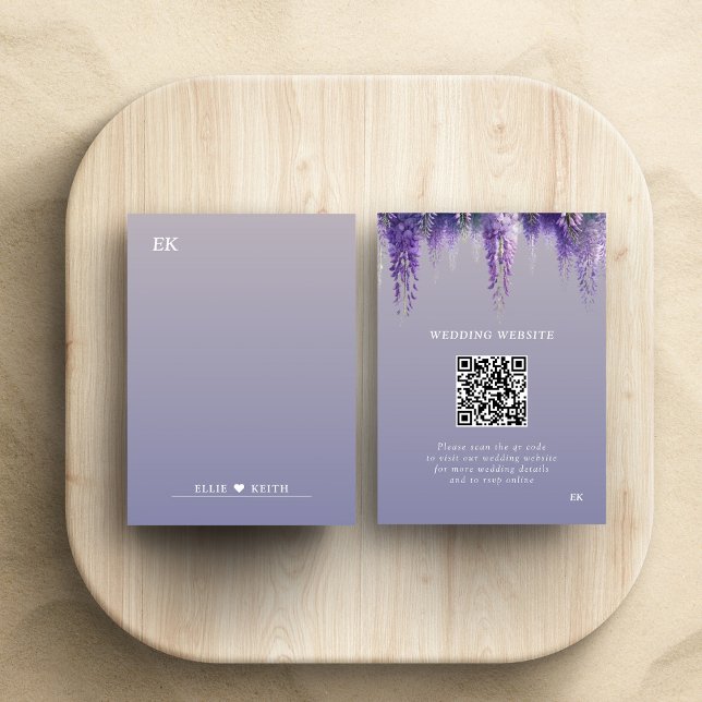 Carte D'accompagnement Whimsical Purple Floral QR code Monogram Mariage (Créateur téléchargé)