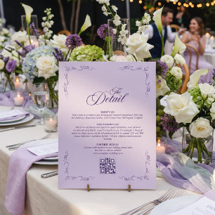 Carte D'accompagnement Whimsical Purple Floral Victorian QR