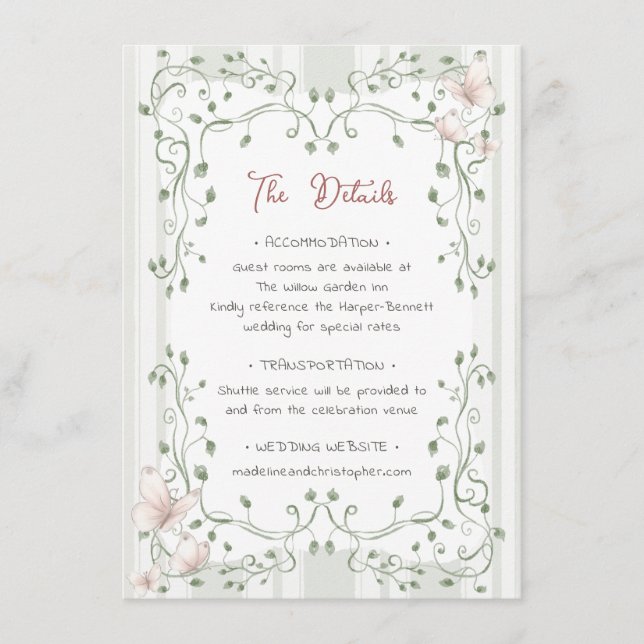 Carte D'accompagnement Whimsical Sage Greenery Wedding (Devant)