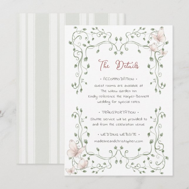 Carte D'accompagnement Whimsical Sage Greenery Wedding (Devant / Derrière)